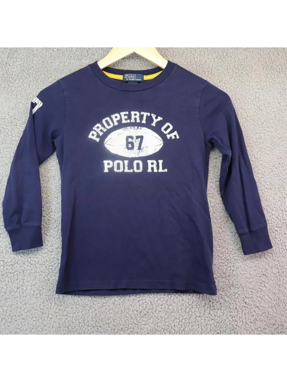 Polo Ralph Lauren Shirt Youth Sz 6 Blue Crew Neck Vtg Cotton